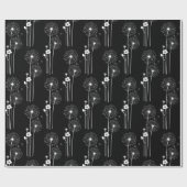 Witte andelions op zwart cadeaupapier (Vlak)