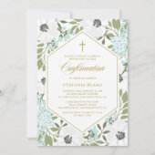 Witte anemie Blauwe Floral Bevestiging Kaart (Voorkant)