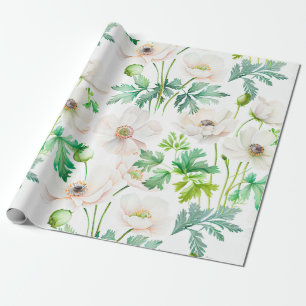 Witte anemonbloemen op room cadeaupapier