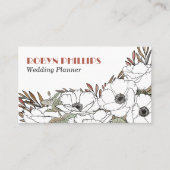 Witte Anemonen Boho Palette Greenery QR Code Visitekaartje (Voorkant)