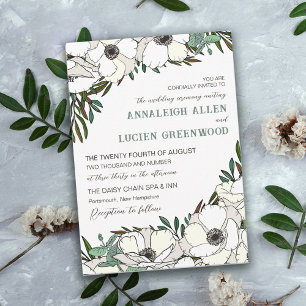 Witte Anemonen Eucalyptus Traditionele bruiloft Kaart