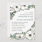 Witte Anemonen Eucalyptus Traditionele bruiloft Kaart