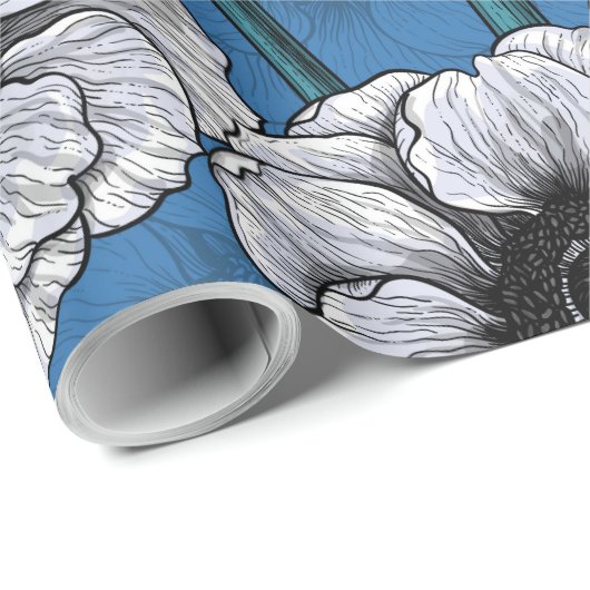 Witte anemontuin cadeaupapier (Rol Hoek)