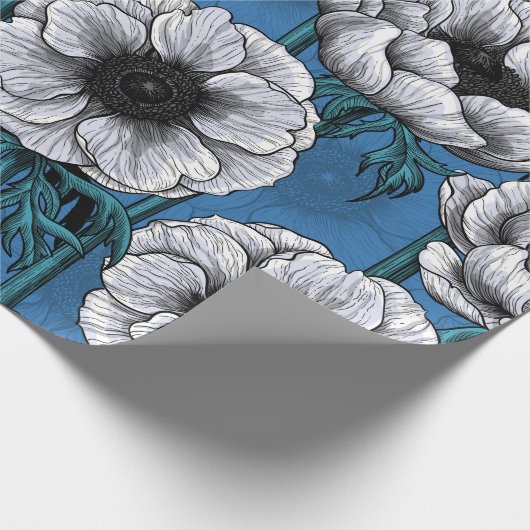 Witte anemontuin cadeaupapier (Hoek)
