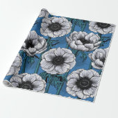 Witte anemontuin cadeaupapier (Uitgerold)