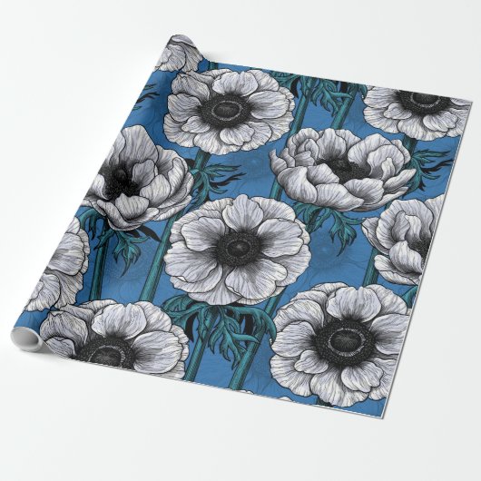 Witte anemontuin cadeaupapier (Uitgerold)