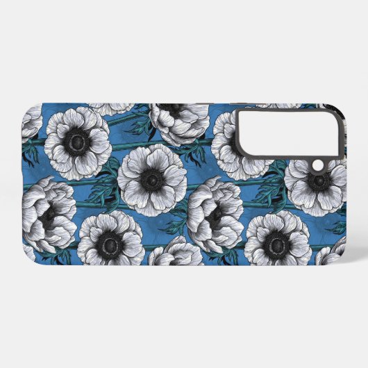 Witte anemontuin samsung galaxy hoesje (Achterkant horizontaal)