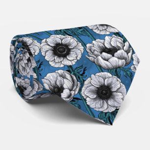 Witte anemontuin stropdas