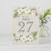 Witte Anemoon Aquarel Bloemen Tafelnummerkaart Kaart (Staand voorkant)