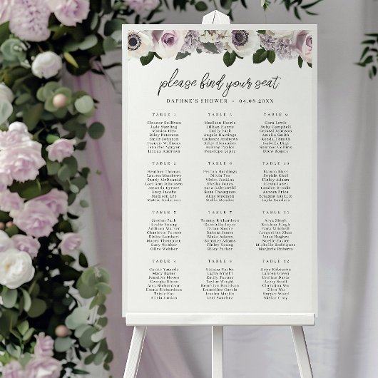 Witte Anemoon en Paarse Bloemen Zitting Grafiek Poster