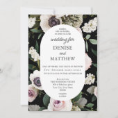 Witte Anemoon op een echte zwarte bruiloft Kaart (Voorkant)