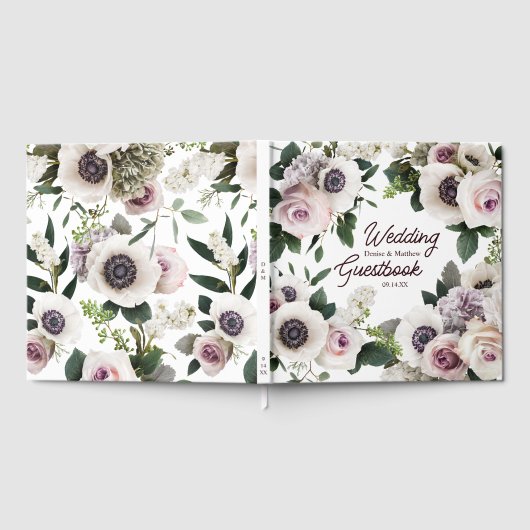 Witte anemoon op helder wit gastenboek (Volledig)