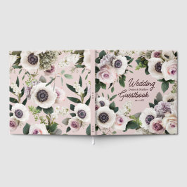 Witte anemoon op mauve krijtsteen gastenboek