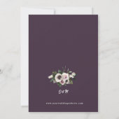 Witte Anemoon op Midnight Plum Wedding Kaart (Achterkant)