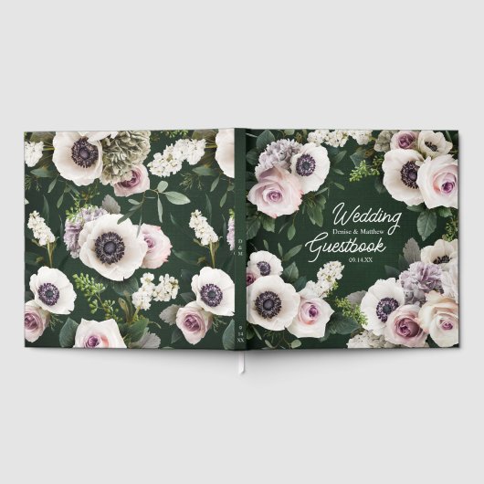 Witte Anemoon op Smaragd Gastenboek (Volledig)