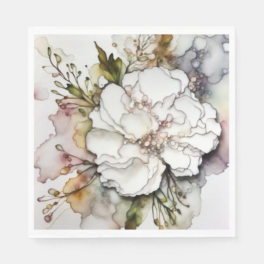 Witte anjer alcoholinkt Abstract Servet (Voorkant)