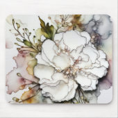 Witte anjer alcoholinkt muismat (Voorkant)