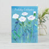 Witte Anjer Bloemen Verjaardagsfeest Uitnodiging (Staand voorkant)