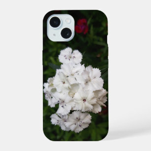 Witte anjerbloemen iPhone 15 hoesje