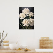 Witte anjers Bloemen Art Print Poster (Keuken)