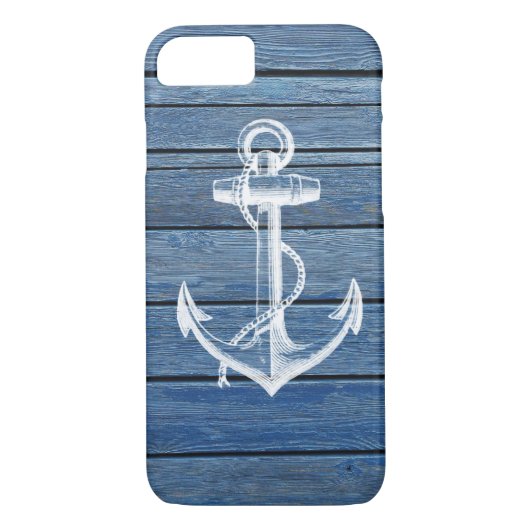 Witte anker en  blauw hout Case-Mate iPhone case (Achterkant)