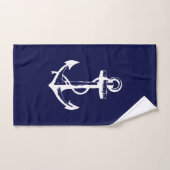 Witte Anker en Marineblauwe Achtergrond Bad Handdoek (Handdoek)