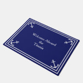 Witte Anker Grens op Navy Blue Custom Small Deurmat (Schuin)