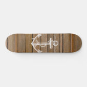 Witte anker  roestbruin hout skateboard (Horizontaal)