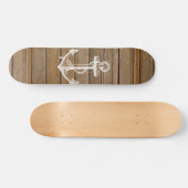 Witte anker  roestbruin hout skateboard (Horizontaal)