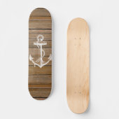 Witte anker  roestbruin hout skateboard (Voorkant)