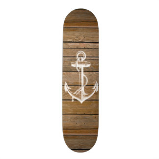 Witte anker  roestbruin hout skateboard