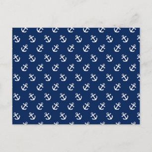 Witte ankers op Navy Blue Briefkaart