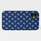 Witte ankers op Navy Blue Case-Mate iPhone Case (Achterkant (horizontaal))