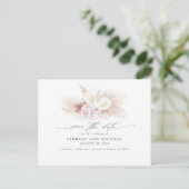 Witte Anthuriums en Pampas Grass Save the Date Briefkaart (Staand voorkant)