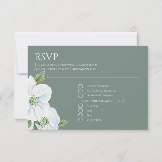 Witte appelbloesem bloem RSVP bruiloft Kaartje (Voorkant)