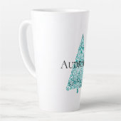 Witte Aqua Blue kerstboom Latte Mok (Linkerhoek)