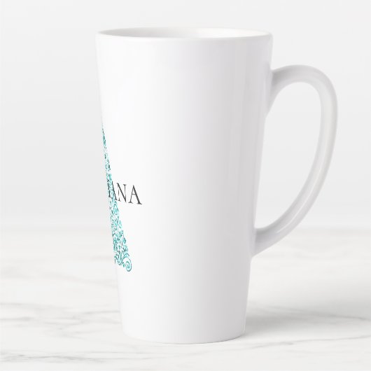 Witte Aqua Blue kerstboom Latte Mok (Rechts)