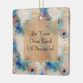 Witte Aqua gouden pauwenveren Keramisch Ornament (Links)