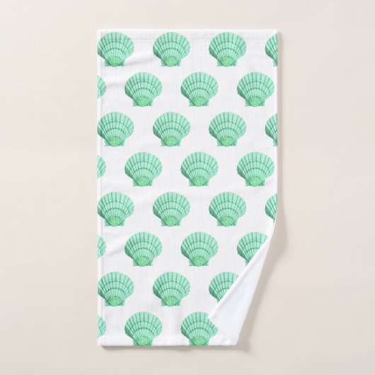 WITTE AQUA GROEN SEASHELL BATHROOM TOWEL SET BAD HANDDOEK (Handdoek)