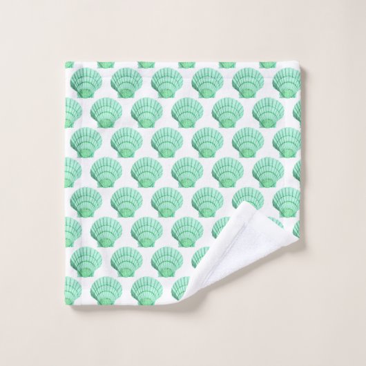 WITTE AQUA GROEN SEASHELL BATHROOM TOWEL SET BAD HANDDOEK (Wasdoekje)