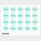 Witte & Aqua Hibiscus Bloem Bloemige Feeststicker Ronde Sticker (Vel)