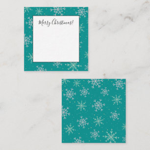 Witte & Aqua Sneeuwvlokken op Turquoise Kerstmis Notitiekaartje