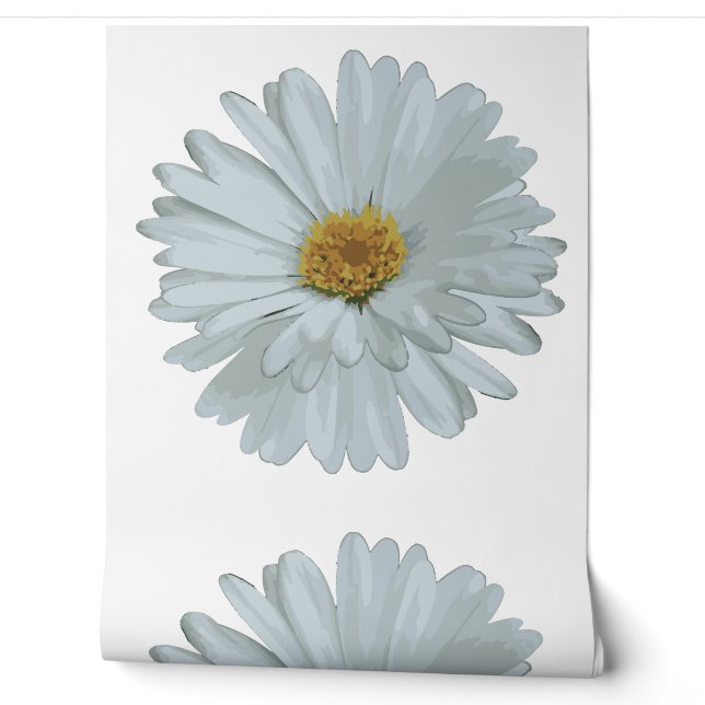 Witte Aquarel Bloem Behang (Afrollen)