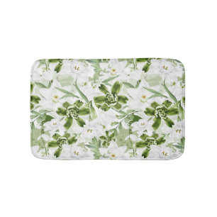Witte Aquarel Bloemen 2 Badmat