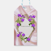 Witte aquarel Rozen geschilderd op Champagne Silk Cadeaulabel (Voorkant)