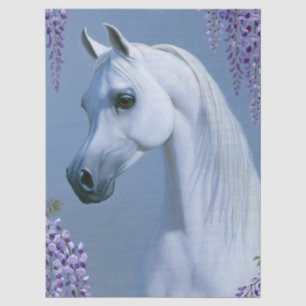 Witte Arabische hengst decoupage kunst Tissuepapier