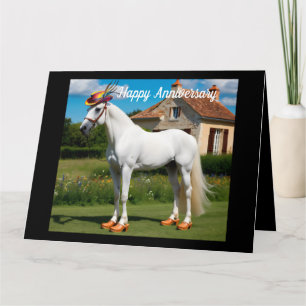 Witte Arabische paard met hoed en klompen Kaart