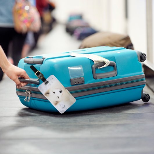 Witte arctische vos sneeuw leuk dier persoonlijk bagagelabel