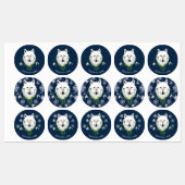 Witte Arctische Wolf Sneeuwklokbloemen Labels (Vel)