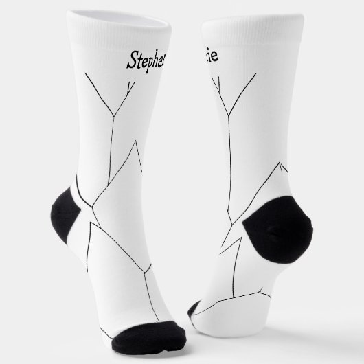 Witte Art Deco Design Soks Sokken (Gebogen)